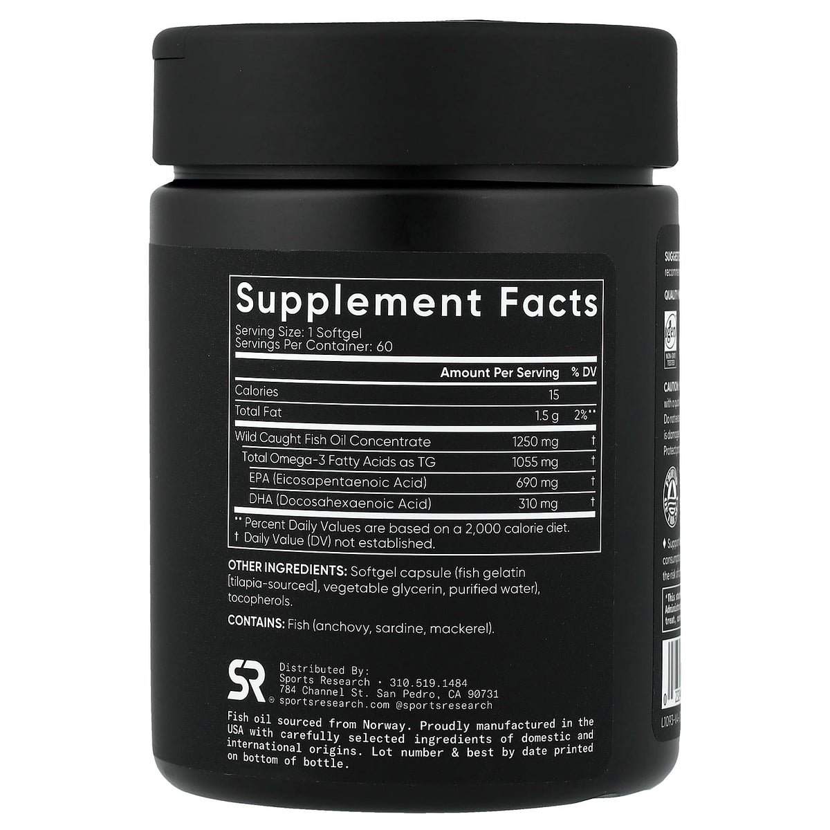 Sports Research Omega-3 Fish Oil Triple Strength, 60 Softgels - view 2