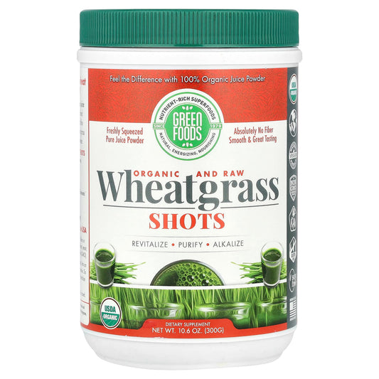 Green Foods Organic and Raw Wheatgrass Shots, 300 g (10.6 oz)