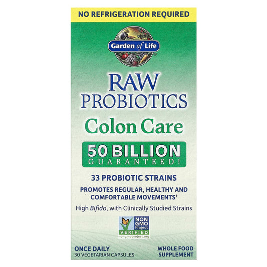Garden of Life RAW Probiotics Colon Care, Shelf-Stable, 30 Vegetarian Capsules