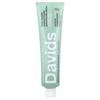 Davids Whitening + Antiplaque Toothpaste, Natural Peppermint, 149 g