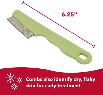 Coastal Pet Safari Dog Double Row Flea Comb - Helps Dry Skin - Dog Flea Comb for Flea Prevention and Detection in Pets with Short and Long Hair - One Size