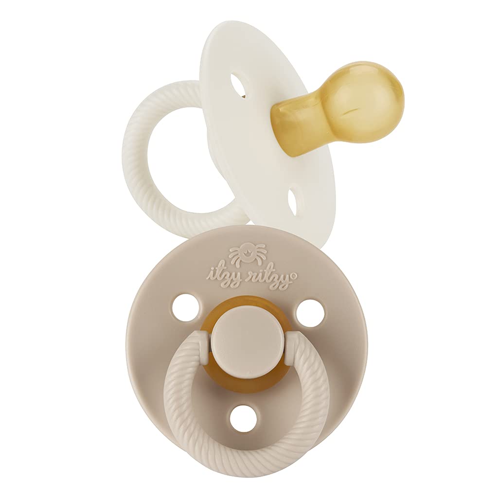 Itzy Ritzy Natural Rubber Dummies 0-6 Months, Set of 2 (Coconut/Toast)