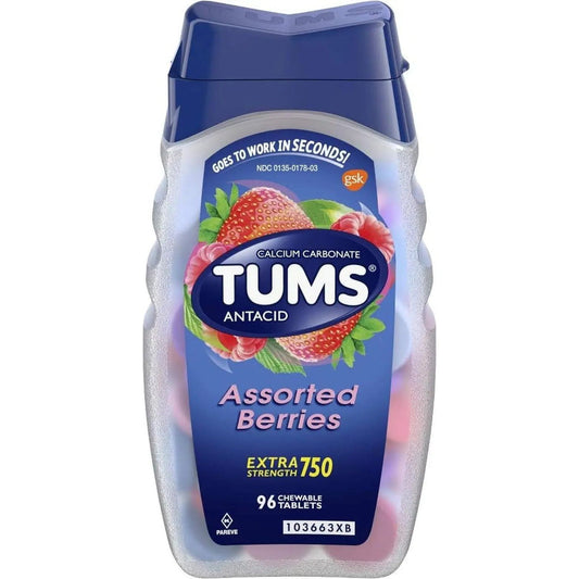 Tums E-X Berries Size 96S Tums Extra Strength Assorted Berries Calcium & Antacid