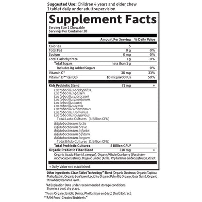 Garden of Life Organic Kids+ Probiotic Chewables, Strawberry Banana, 30 Count - view 2