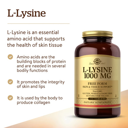 Solgar L-Lysine, Free Form, 1,000 mg, 250 Tablets - view 5