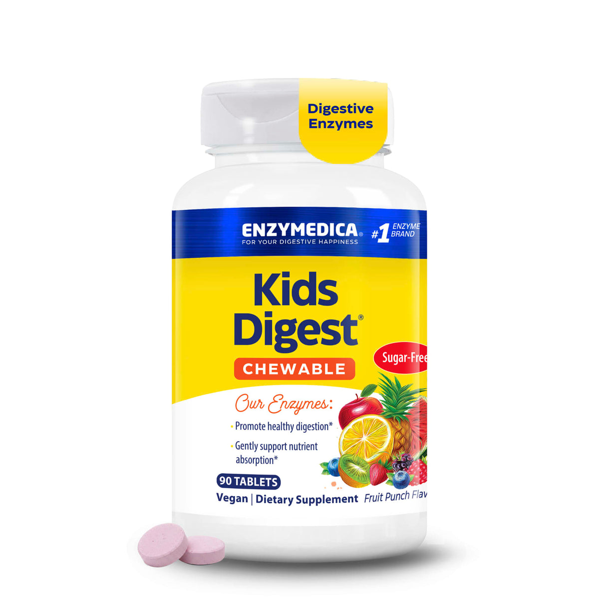 Enzymedica Kids Digest Chewable, Sugar Free, Fruit Punch, 90 Tablets - view 3