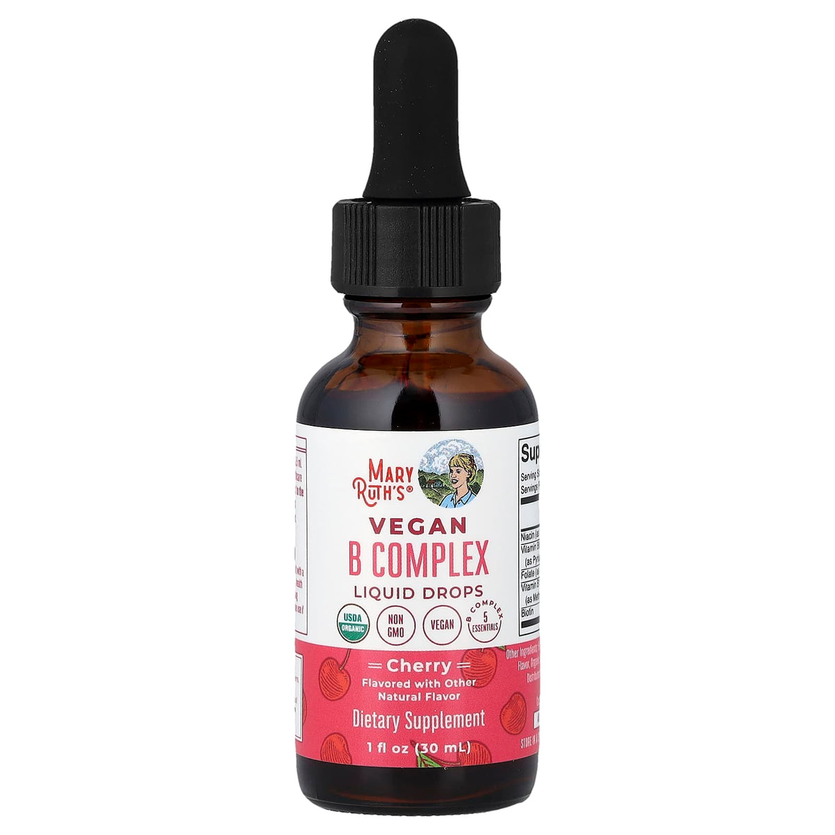 MaryRuth's Vegan B Complex Liquid Drops, Cherry, 30 ml (1 fl oz) - view 3