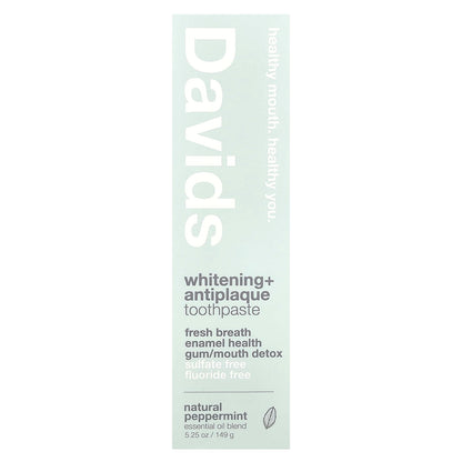 Davids Whitening + Antiplaque Toothpaste, Natural Peppermint, 149 g - view 2
