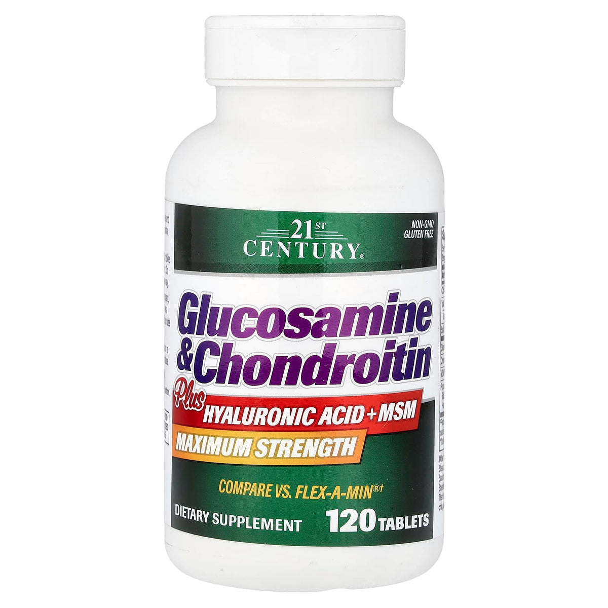 21st Century Glucosamine & Chondroitin Plus Hyaluronic Acid + MSM, 120 Tablets — product view