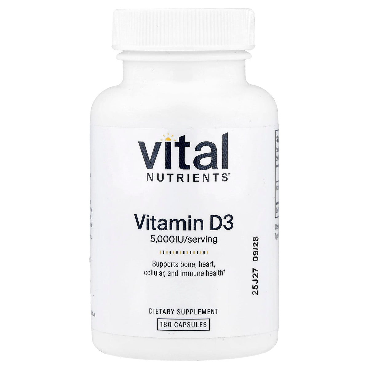 Vital Nutrients Vitamin D3 125 mcg (5,000 IU) 180 Capsules