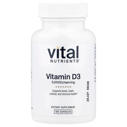 Vital Nutrients Vitamin D3 125 mcg (5,000 IU) 180 Capsules