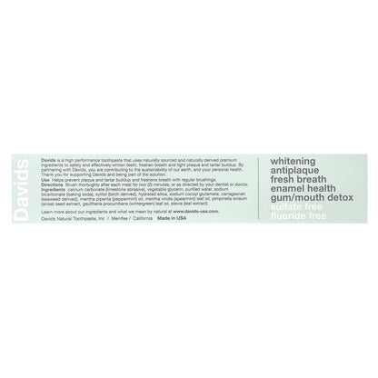 Davids Whitening + Antiplaque Toothpaste, Natural Peppermint, 149 g - view 3