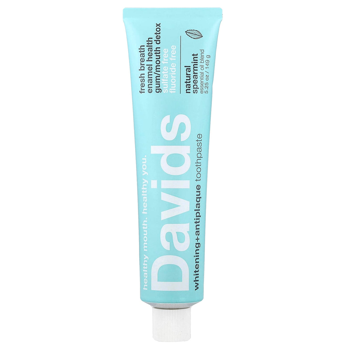 Davids Whitening + Antiplaque Toothpaste, Natural Spearmint, 149 g