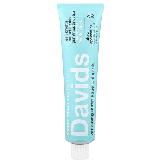 Davids Whitening + Antiplaque Toothpaste, Natural Spearmint, 149 g