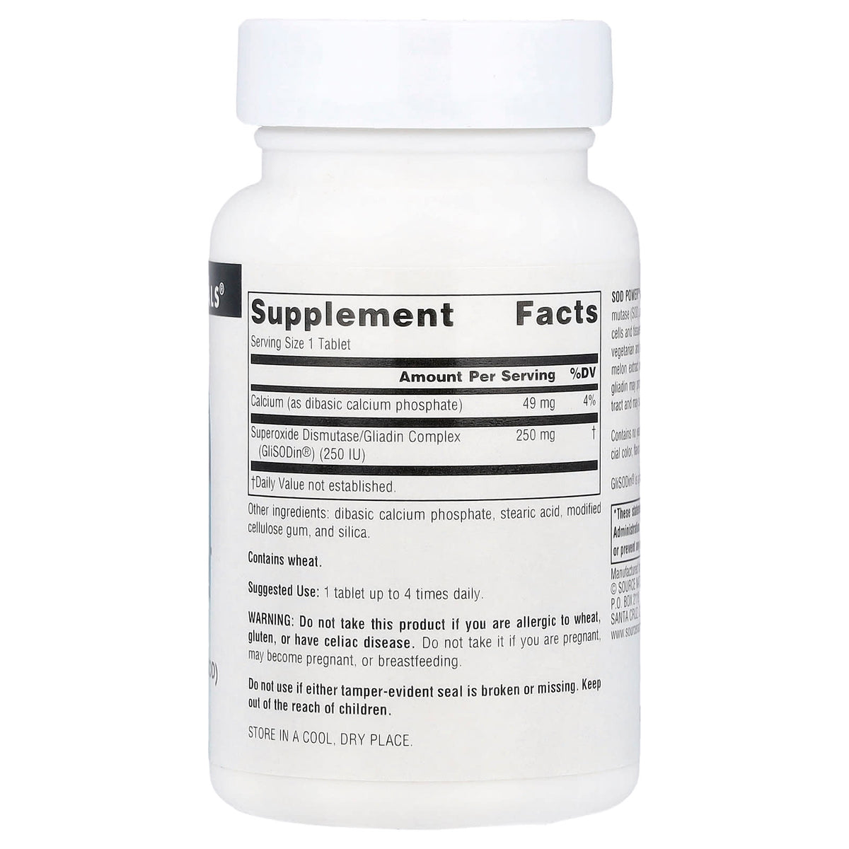 Source Naturals SOD Power 250 mg, 60 Tablets - view 2