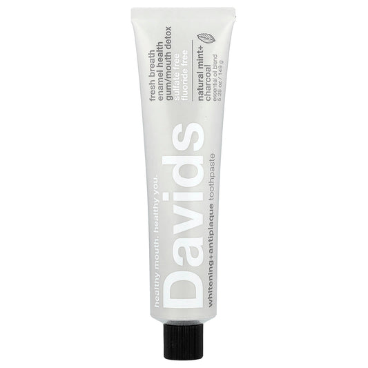 Davids Whitening + Antiplaque Toothpaste, Natural Mint + Charcoal, 149 g