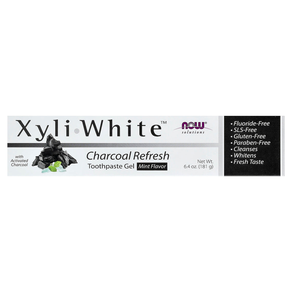 NOW Foods XyliWhite Charcoal Refresh Toothpaste Gel, Mint, 181 g - view 2
