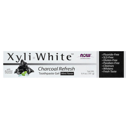 NOW Foods XyliWhite Charcoal Refresh Toothpaste Gel, Mint, 181 g - view 2