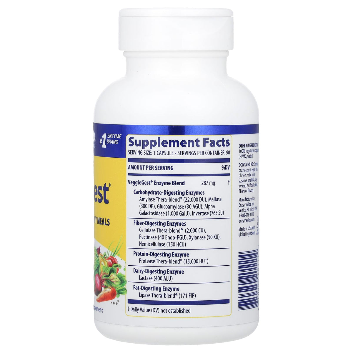 Enzymedica VeggieGest, 90 Capsules - view 2