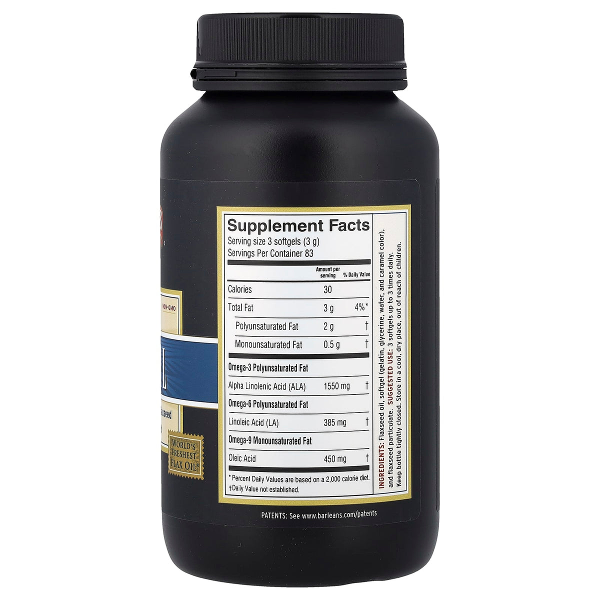 Barlean's Lignan Flax Oil, 250 Softgels — alternate product view