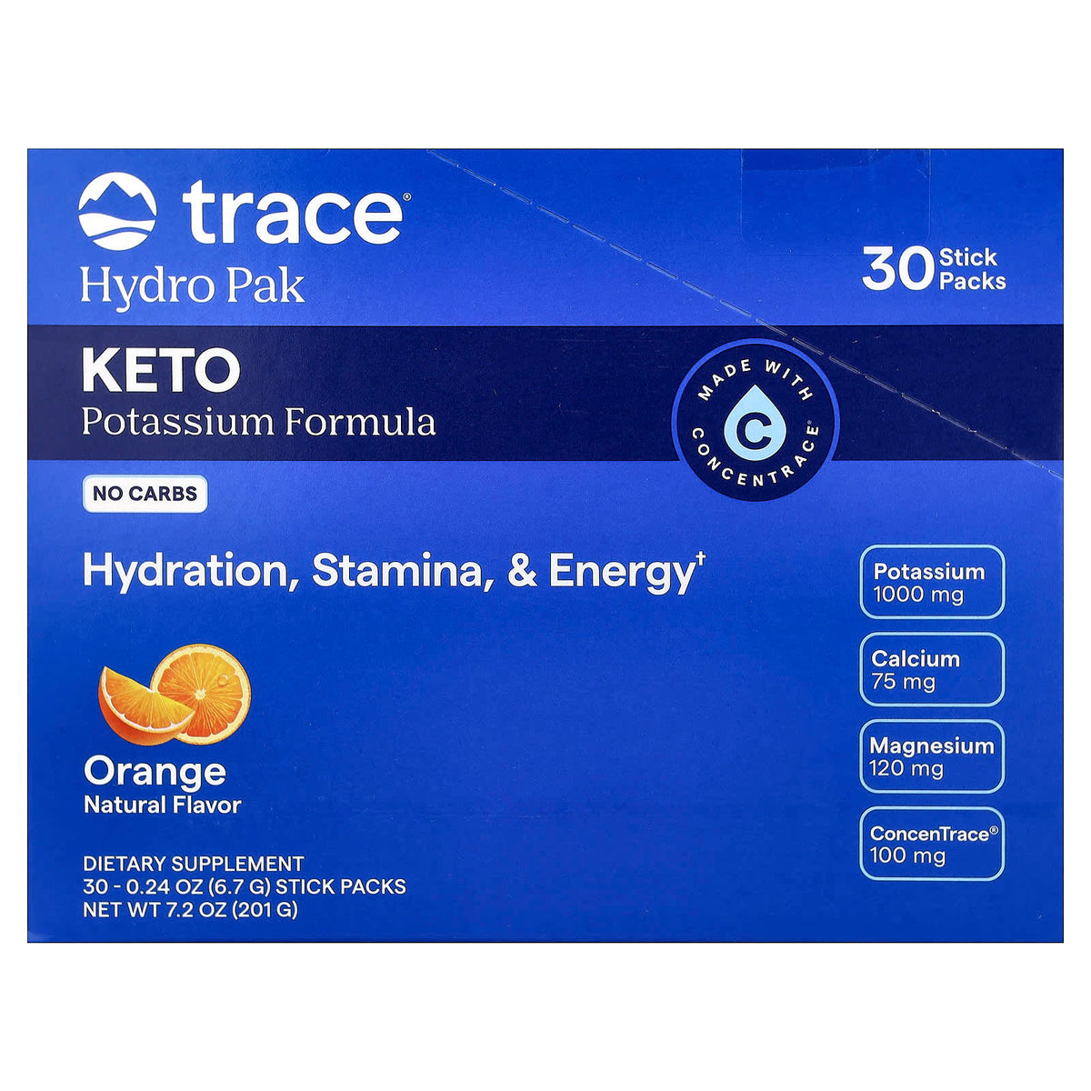 Trace Hydro Pak Keto Orange 30 Stick Packs (6.7 g) — product view