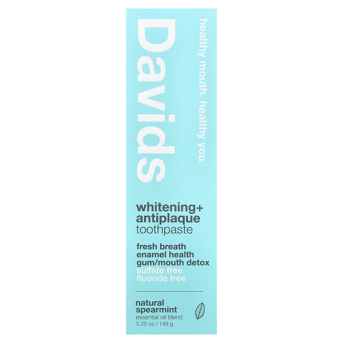 Davids Whitening + Antiplaque Toothpaste, Natural Spearmint, 149 g - view 2