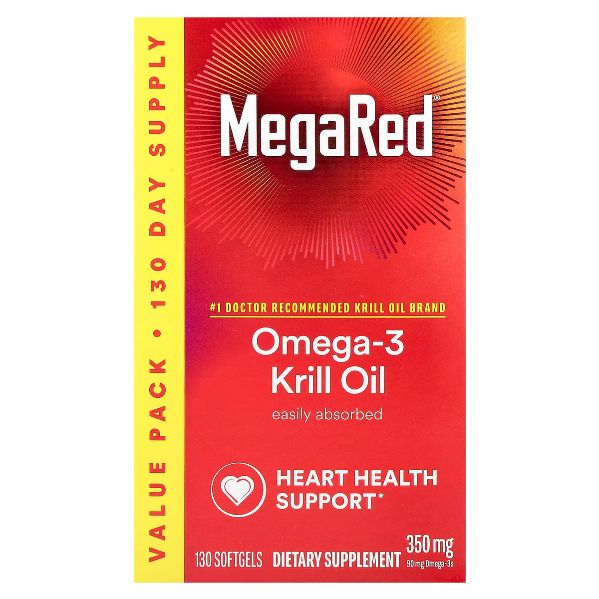 Schiff MegaRed Omega-3 Krill Oil Vanilla 350 mg 130 Softgels — product view