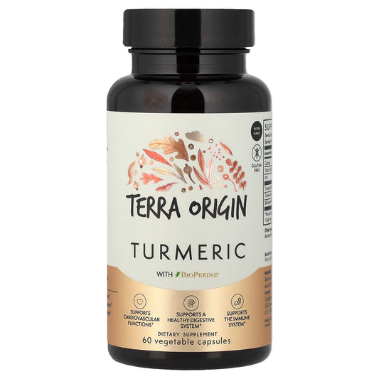 Terra Origin Turmeric with BioPerine, 60 Vegetable Capsules