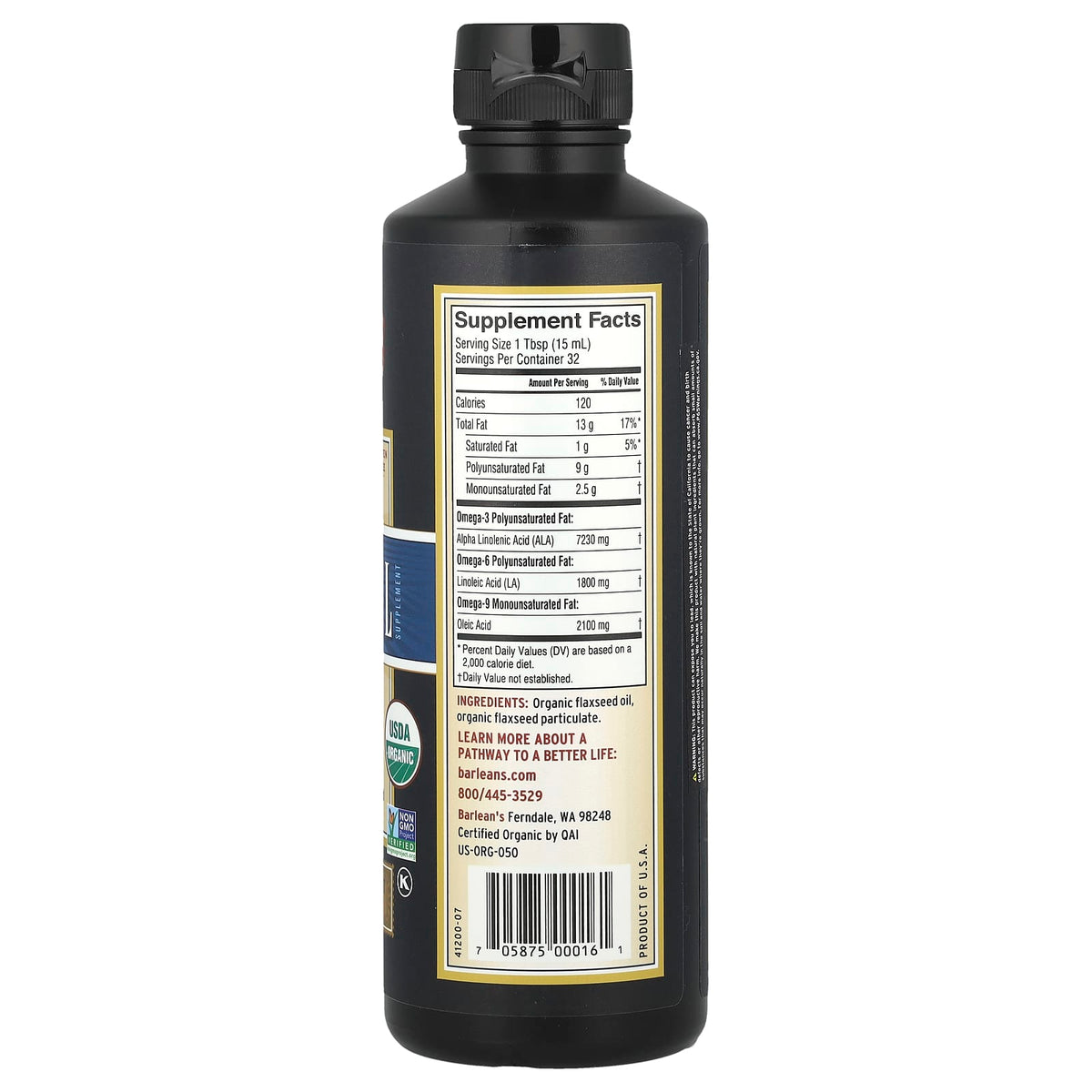 Barlean's Organic Lignan Flax Oil, 473 ml (16 fl oz) - view 2