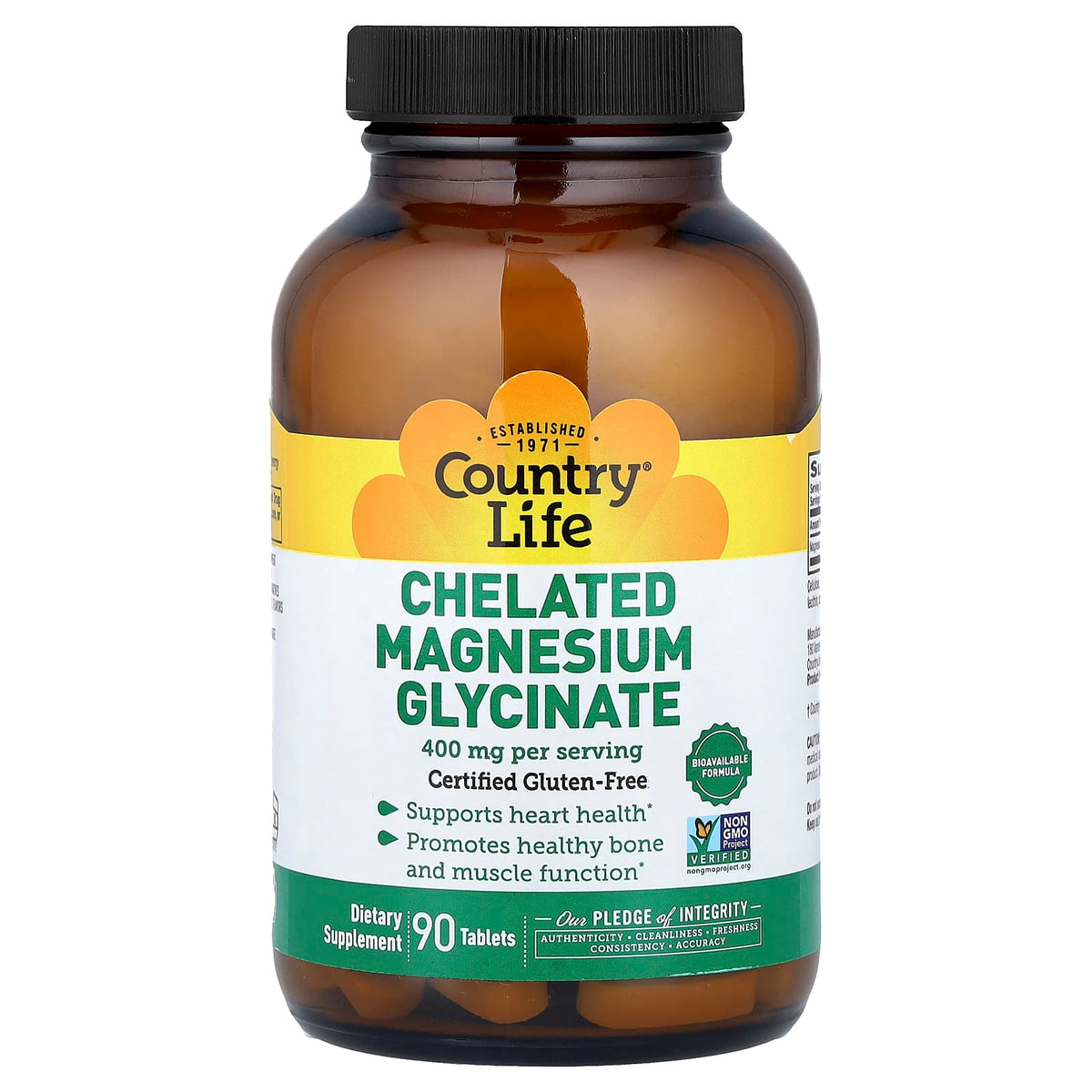 Country Life Chelated Magnesium Glycinate, 90 Tablets (133 mg per Tablet) — product view