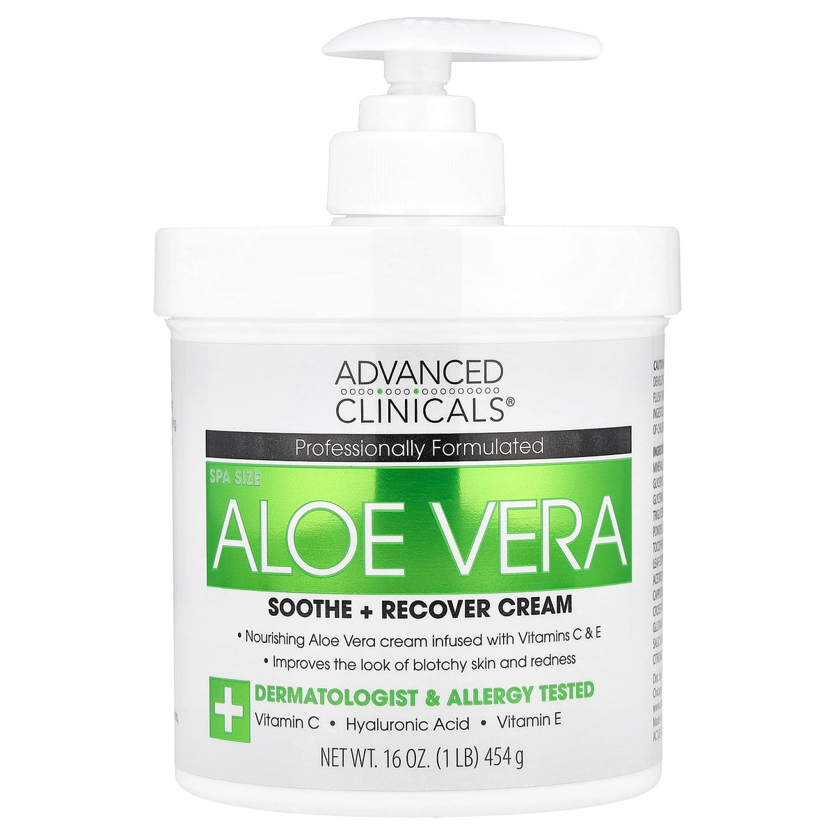 Advanced Clinicals Aloe Vera Soothe + Recover Cream 454 g (16 oz) — product view