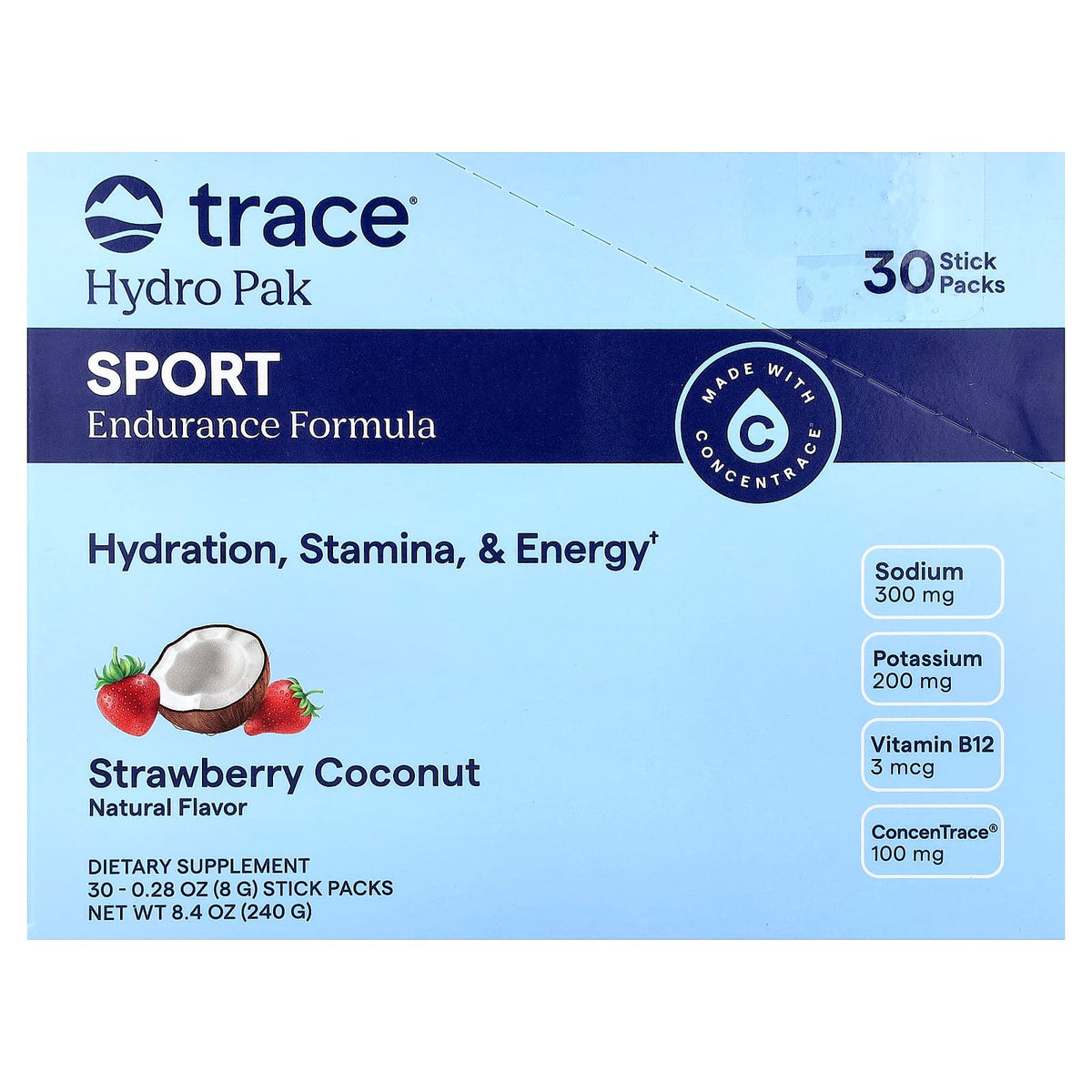 Trace Hydro Pak Sport Strawberry Coconut 30 Stick Packs, 8 g (0.3 oz) — product view