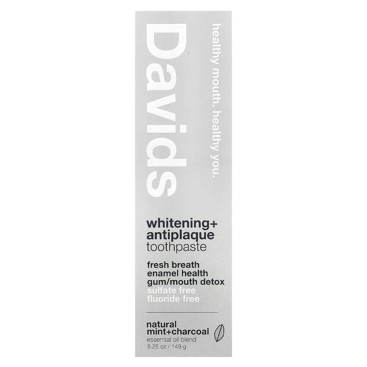 Davids Whitening + Antiplaque Toothpaste, Natural Mint + Charcoal, 149 g - view 2