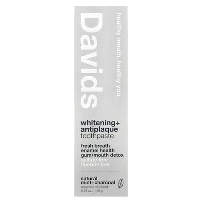 Davids Whitening + Antiplaque Toothpaste, Natural Mint + Charcoal, 149 g - view 2