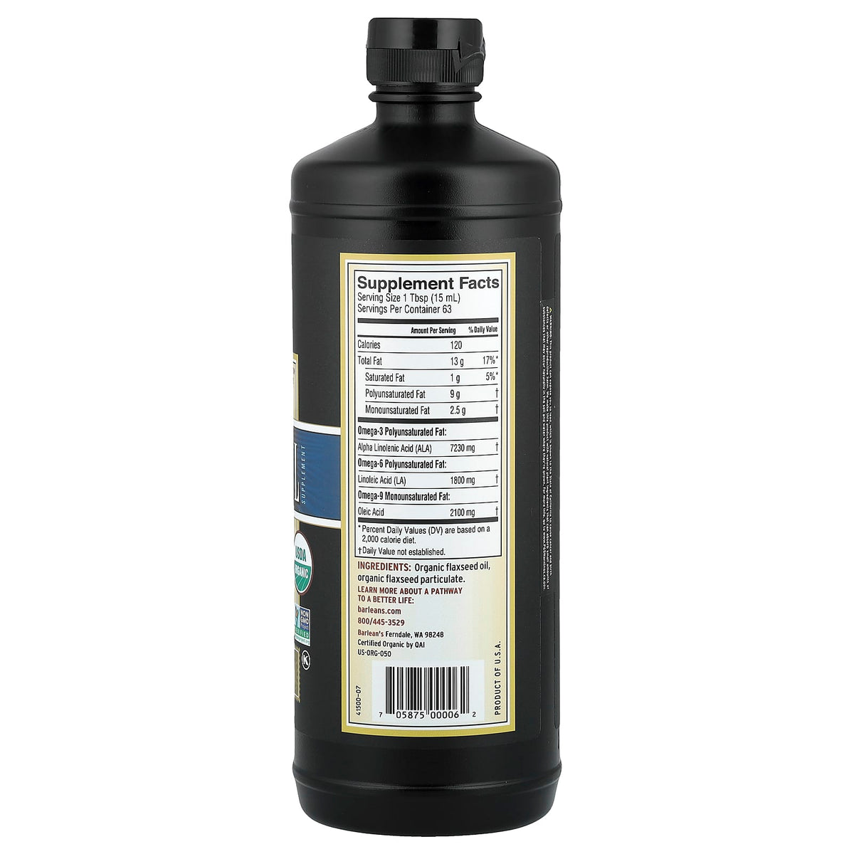 Barlean's Organic Lignan Flax Oil, 946 ml (32 fl oz) - view 2