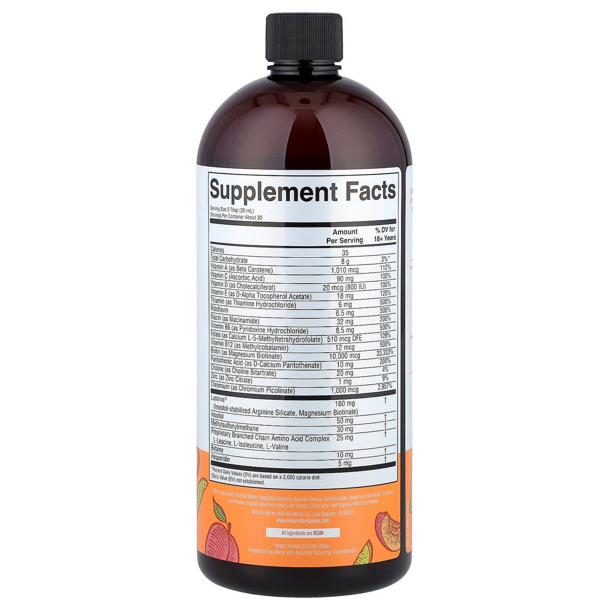 MaryRuth's Liquid Morning Multivitamin + Hair Growth, Peach Mango, 887 ml - view 2