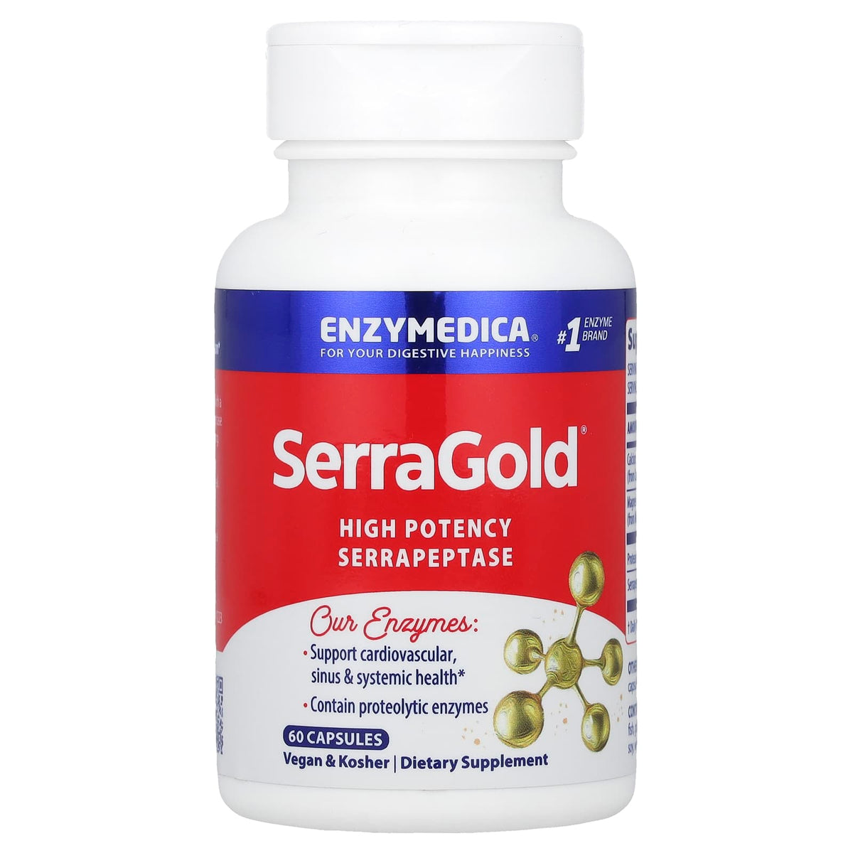 Enzymedica SerraGold High Potency Serrapeptase, 60 Capsules — product view