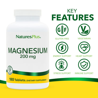 NaturesPlus Magnesium, 200 mg, 180 Tablets - view 3