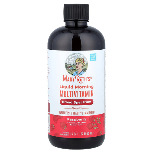 MaryRuth's Liquid Morning Multivitamin, Raspberry, 450 ml (15.22 fl oz)