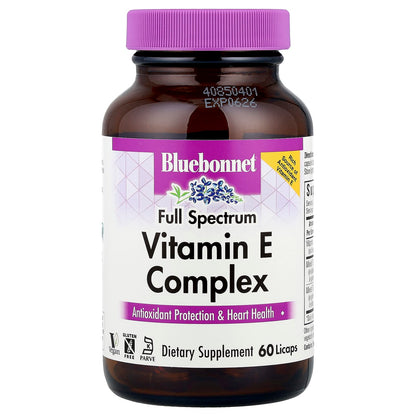 Bluebonnet Nutrition Vitamin E Complex, Full Spectrum, 60 Licaps