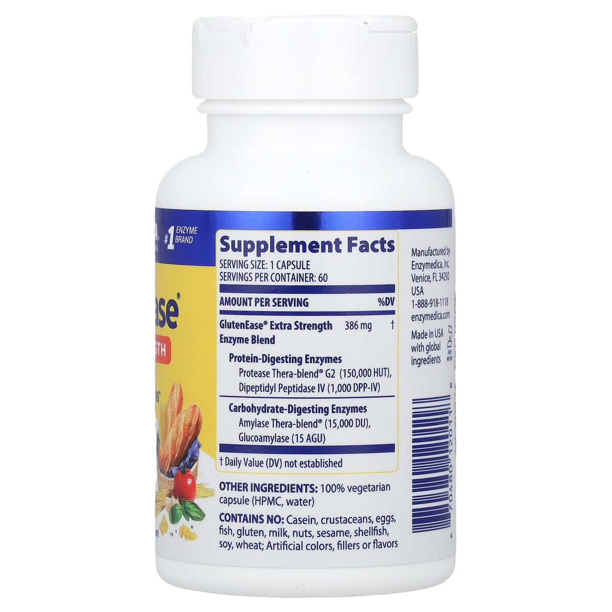 Enzymedica GlutenEase Enzyme Capsules, Extra Strength, 60 Capsules — alternate product view
