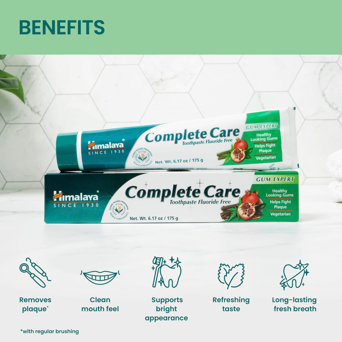 Himalaya Complete Care Fluoride-Free Toothpaste, Neem & Pomegranate, 175 g - view 6