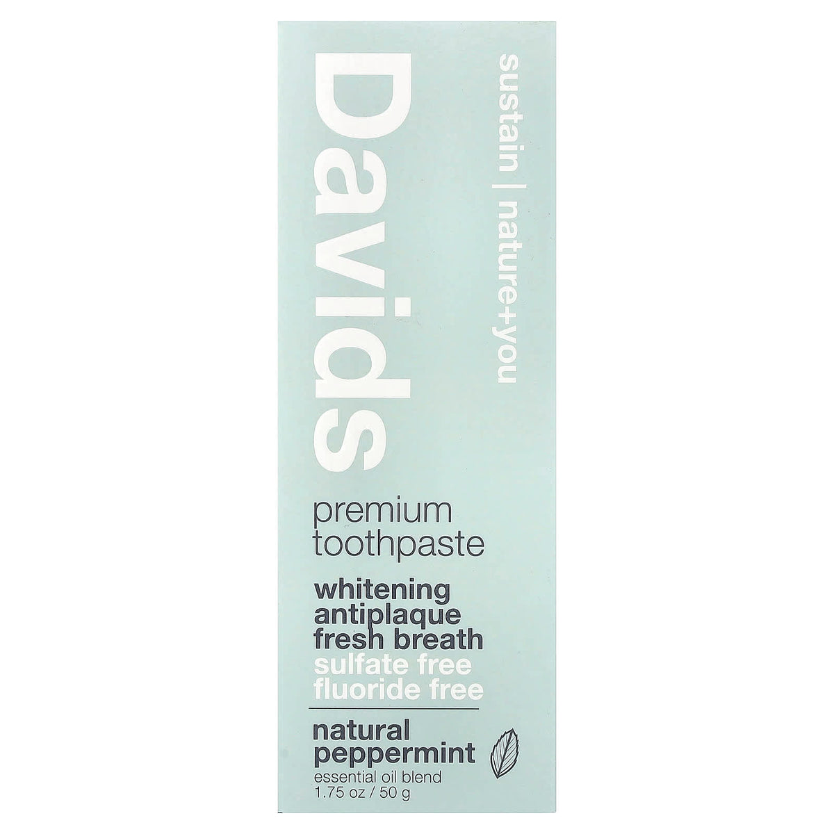 Davids Premium Whitening Antiplaque Toothpaste, Natural Peppermint, 50 g — alternate product view