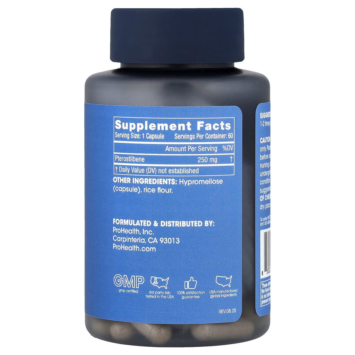 ProHealth Longevity Pterostilbene Pro 250, 250 mg, 60 Capsules - view 2