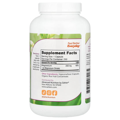Zahler Bioactive Magnesium Citrate 200 mg, 250 Capsules - view 2