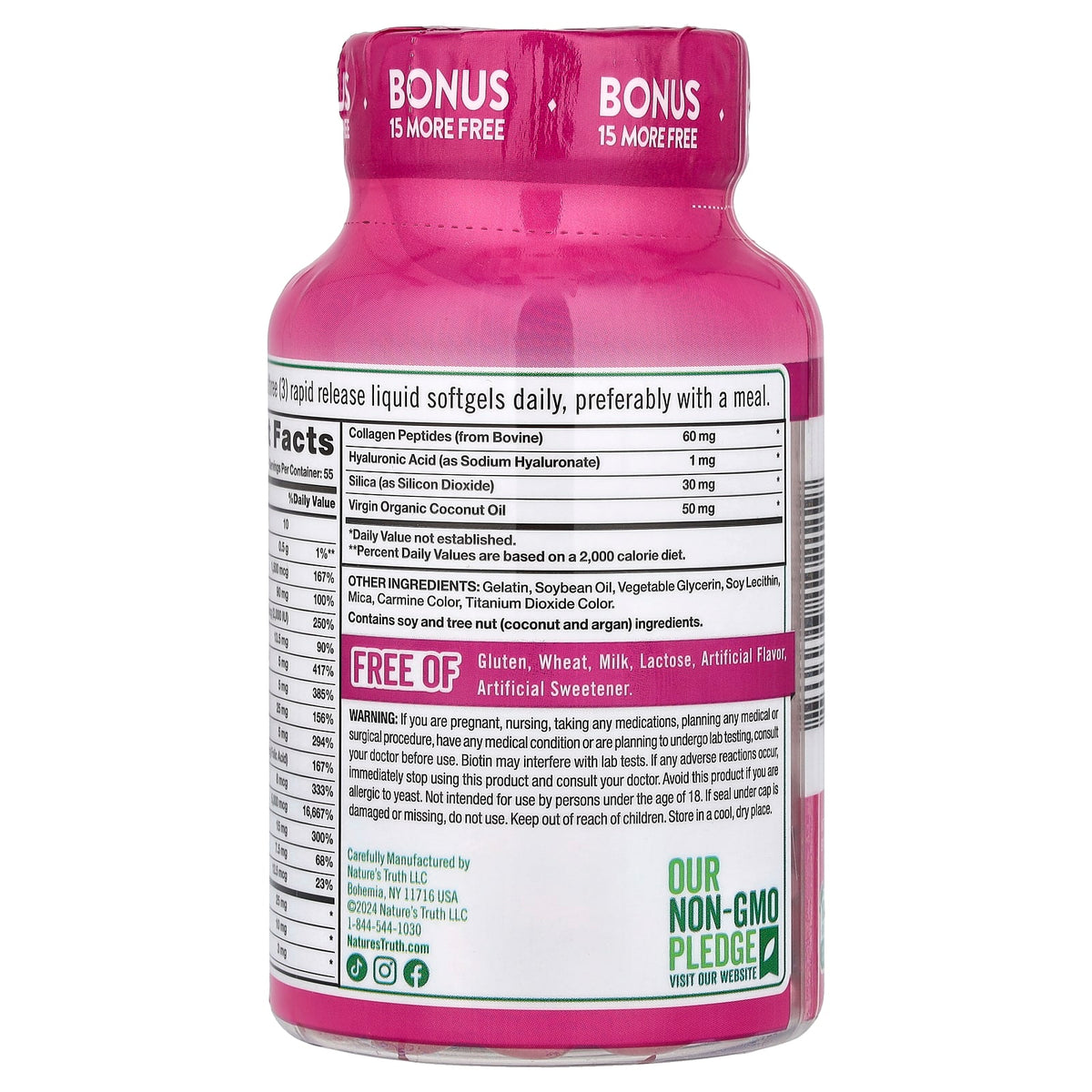 Nature's Truth Hair, Skin & Nails with Biotin, Superior Strength, 165 Softgels - view 3