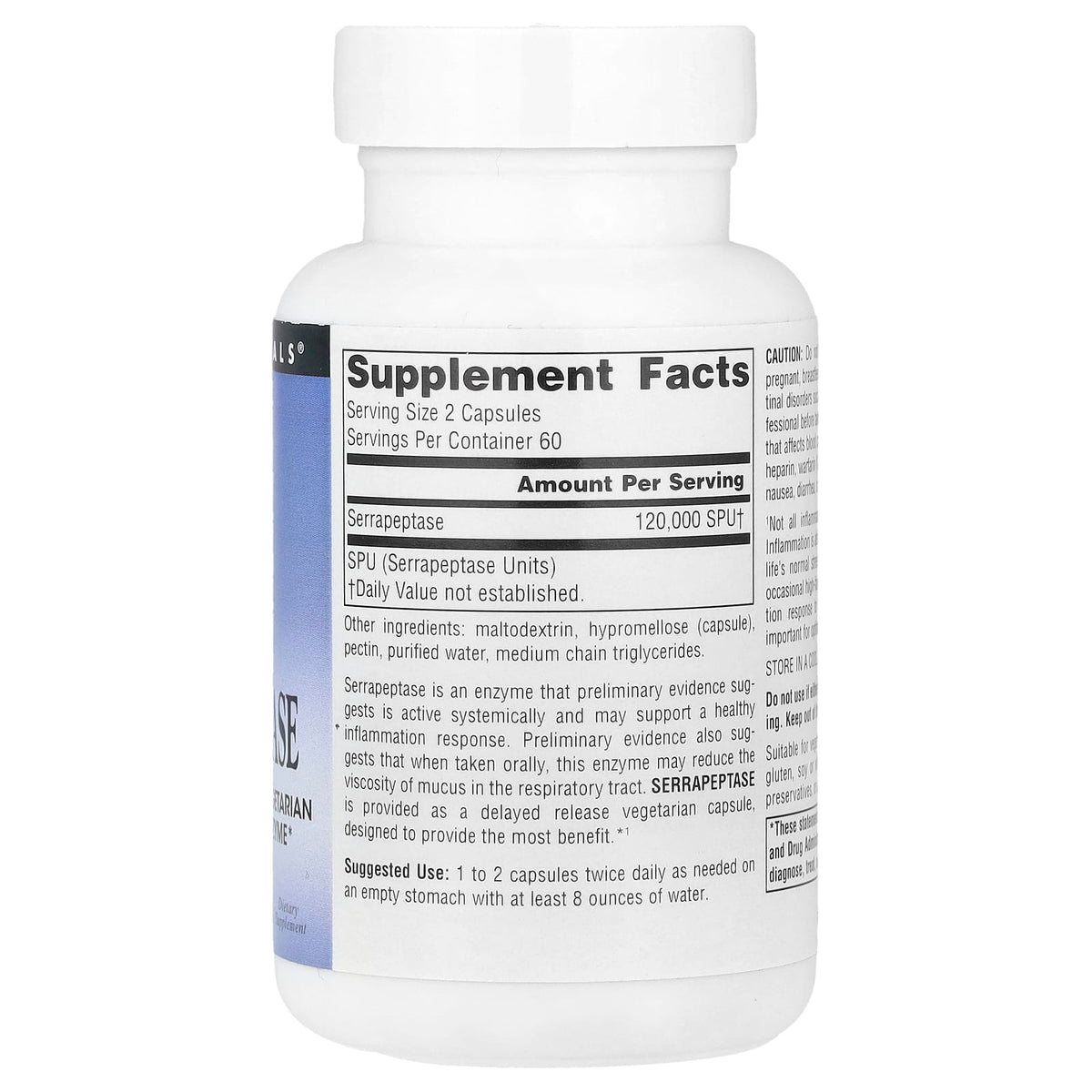 Source Naturals Serrapeptase, 120 Capsules (60,000 SPU per Capsule) - view 2