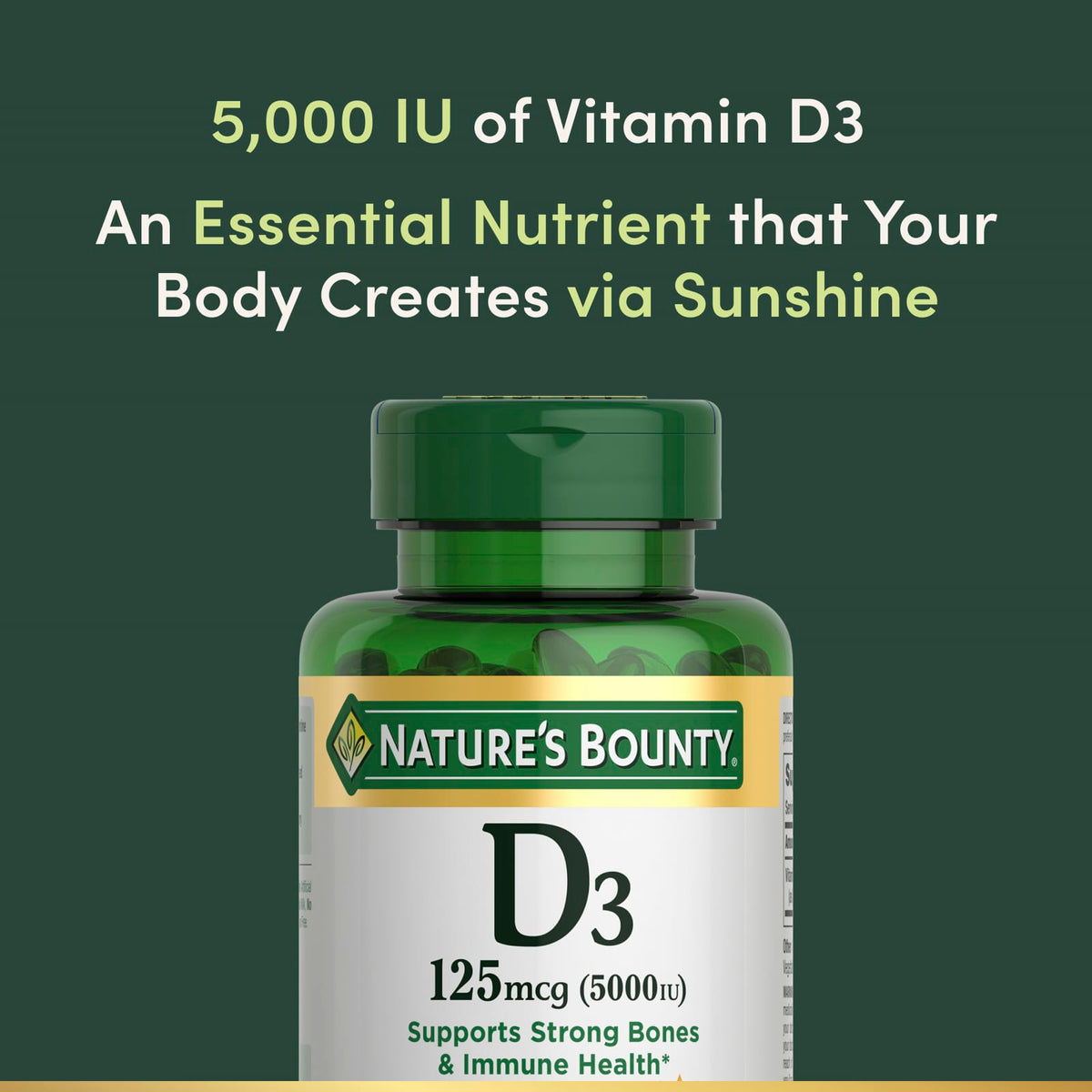 Nature's Bounty Vitamin D3, 125 mcg (5,000 IU), 240 Rapid Release Softgels - view 6