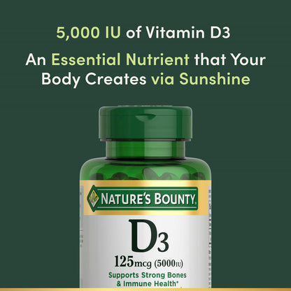 Nature's Bounty Vitamin D3, 125 mcg (5,000 IU), 240 Rapid Release Softgels - view 6