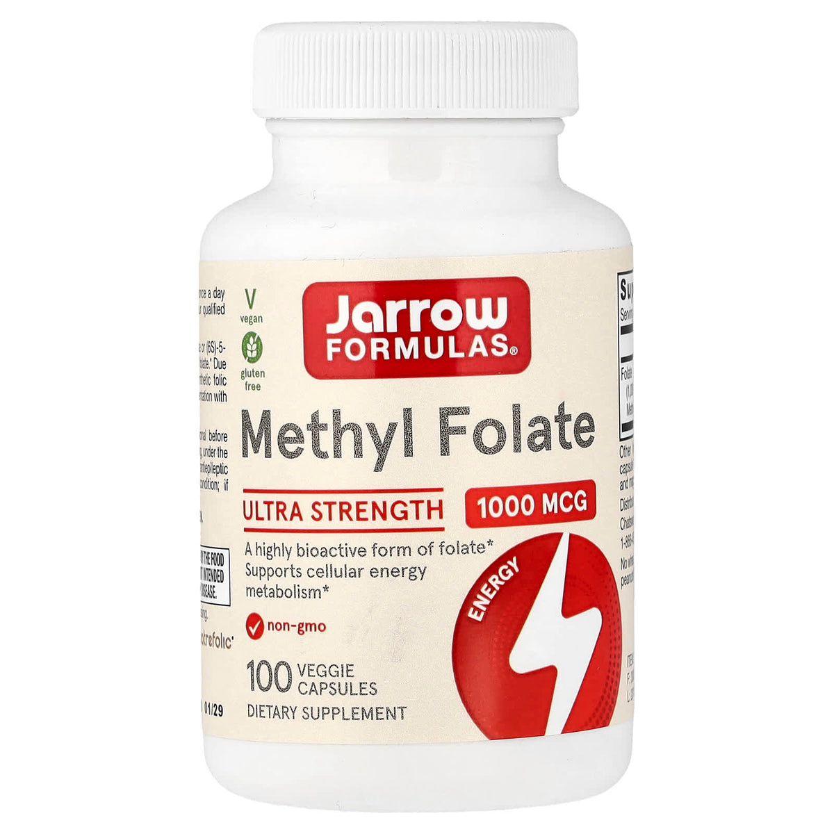 Jarrow Formulas Methyl Folate, 1,000 mcg, 100 Vegetarian Capsules